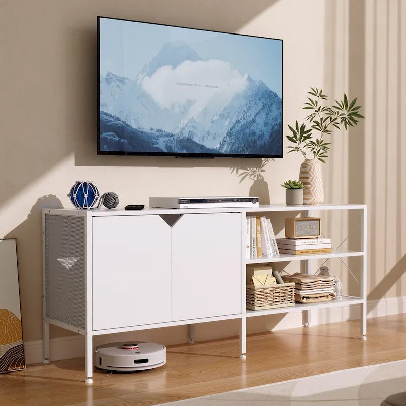 TV Stand Entertainment Center with Storage Cabinet - 55.1" W × 15.7" D × 24" H