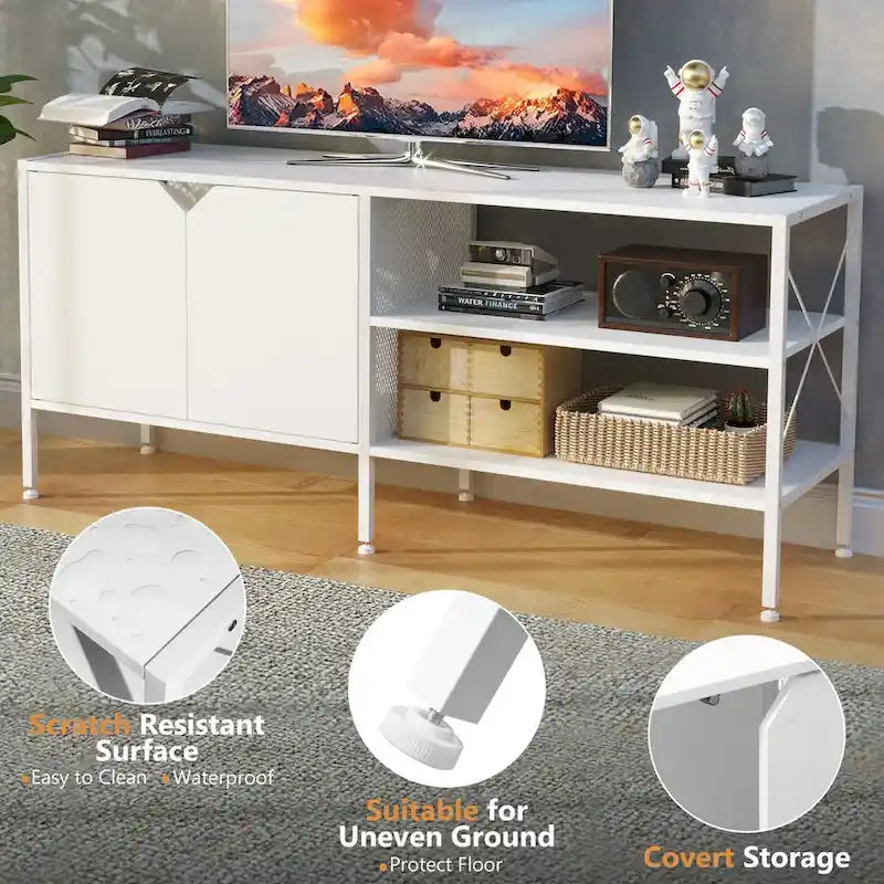 TV Stand Entertainment Center with Storage Cabinet - 55.1" W × 15.7" D × 24" H