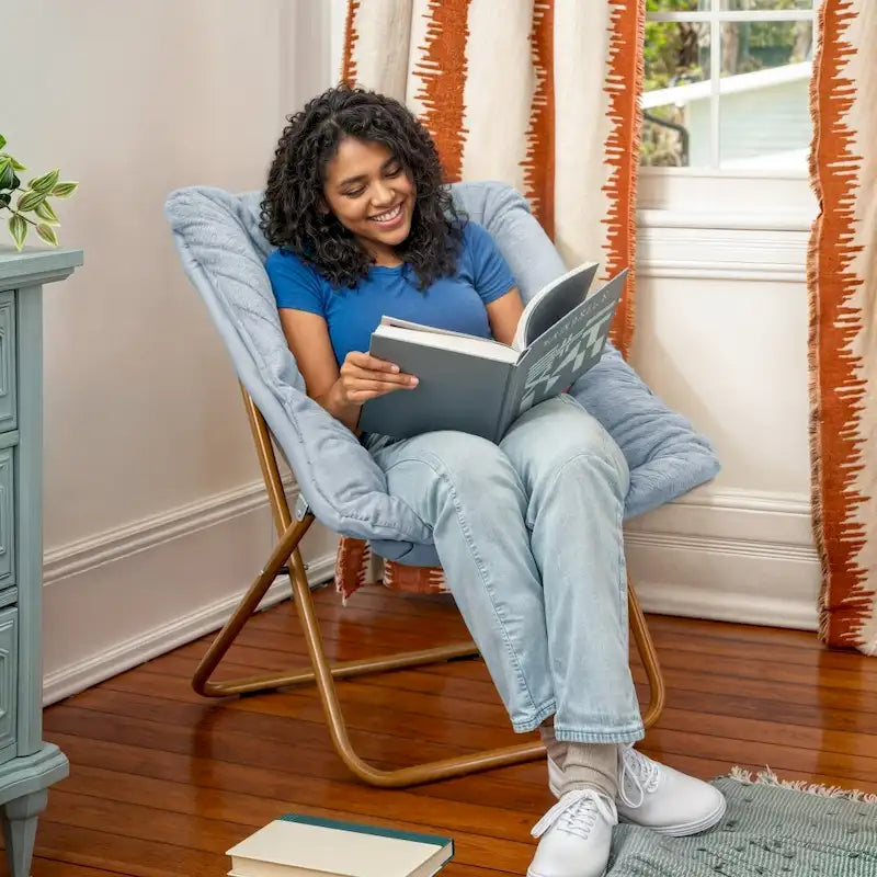 Folding Oversized Saucer Chair with Steel Frame