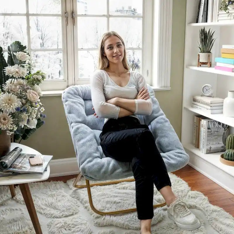 Folding Oversized Saucer Chair with Steel Frame