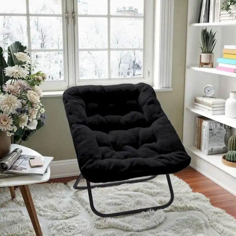 Folding Oversized Saucer Chair with Steel Frame