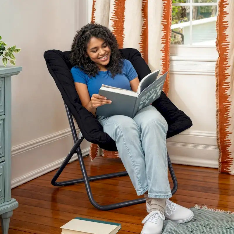 Folding Oversized Saucer Chair with Steel Frame