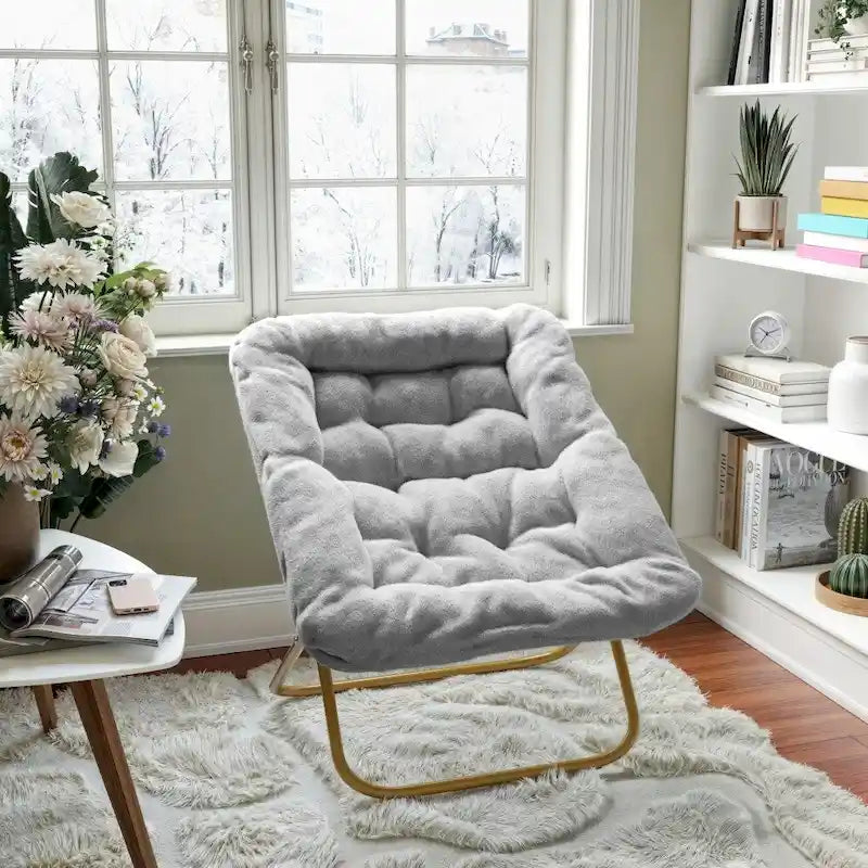 Folding Oversized Saucer Chair with Steel Frame