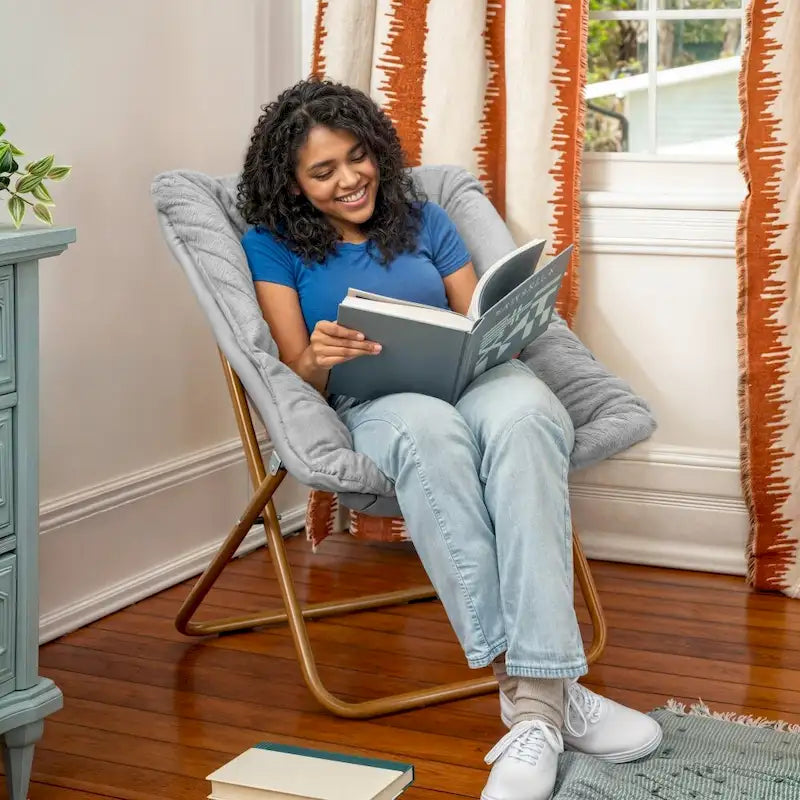Folding Oversized Saucer Chair with Steel Frame