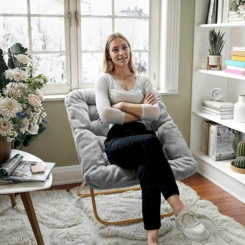 Folding Oversized Saucer Chair with Steel Frame