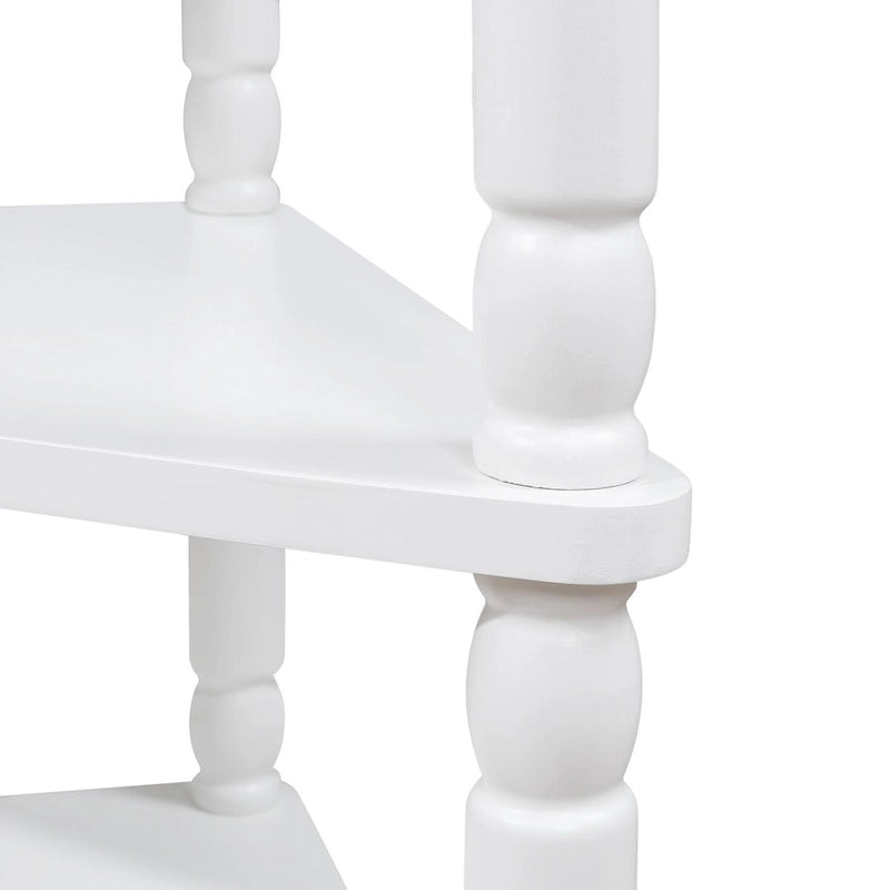 Triangle Corner Table, Wood Side Table for Small Spaces, 3-Tier End Table with Solid Wood Legs