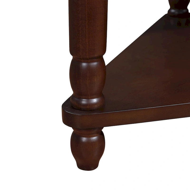 Triangle Corner Table, Wood Side Table for Small Spaces, 3-Tier End Table with Solid Wood Legs