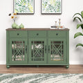 55" Vintage Buffet Sideboard Cabinet with Drawers & Glass Doors
