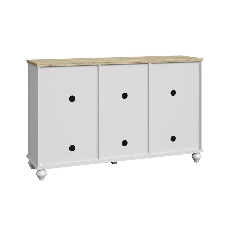 55" Vintage Buffet Sideboard Cabinet with Drawers & Glass Doors