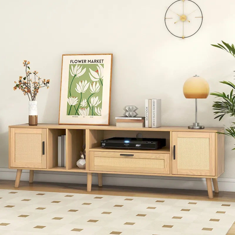 TV Stand for TVs up to 80 with Solid Wood Legs and Ample Storage