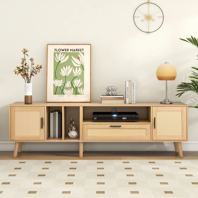 TV Stand for TVs up to 80 with Solid Wood Legs and Ample Storage