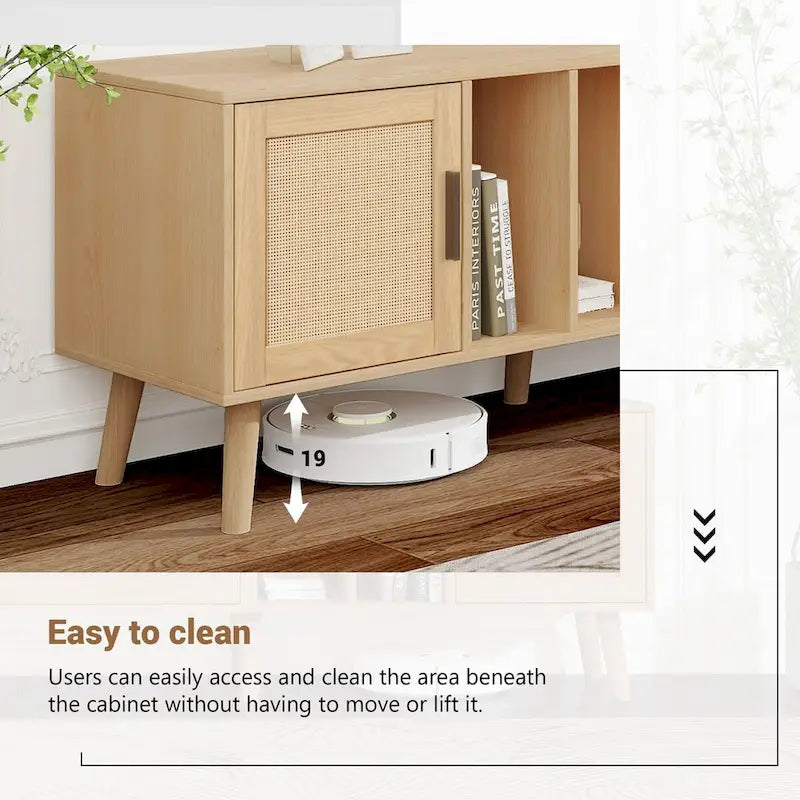 TV Stand for TVs up to 80 with Solid Wood Legs and Ample Storage