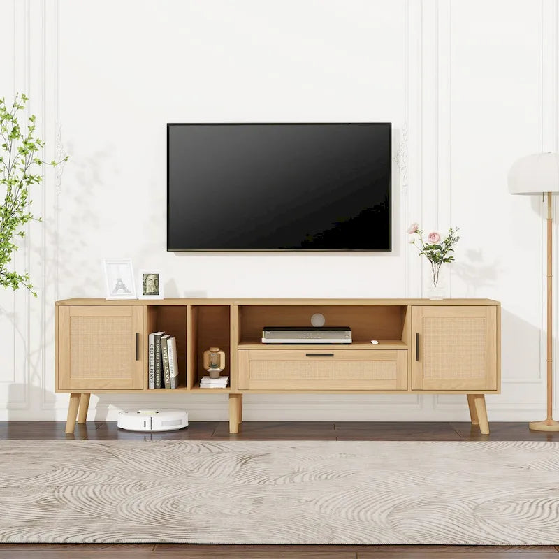 TV Stand for TVs up to 80 with Solid Wood Legs and Ample Storage