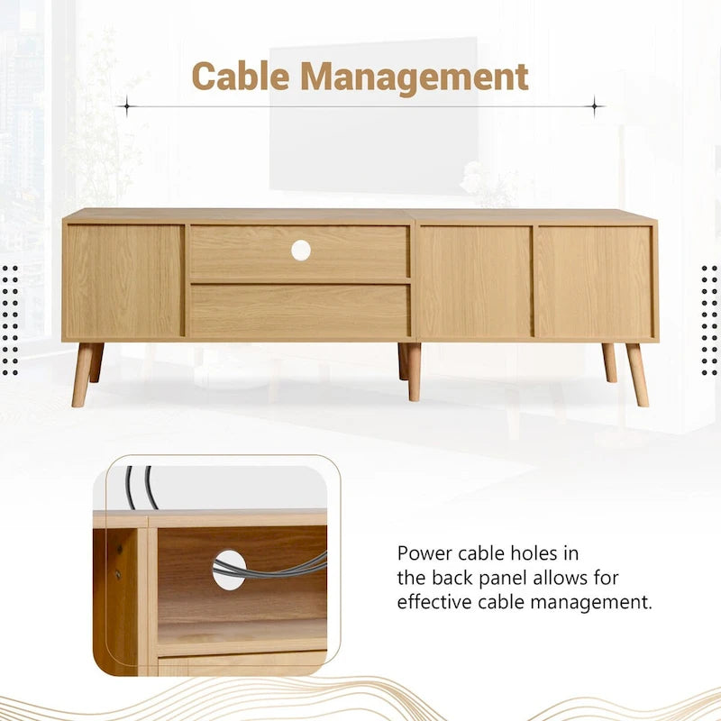 TV Stand for TVs up to 80 with Solid Wood Legs and Ample Storage