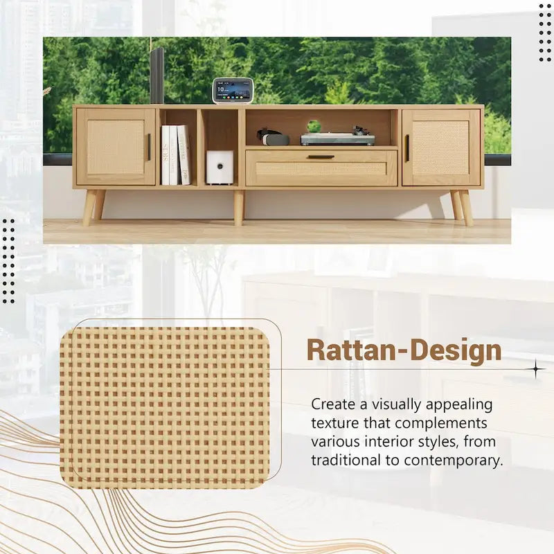 TV Stand for TVs up to 80 with Solid Wood Legs and Ample Storage