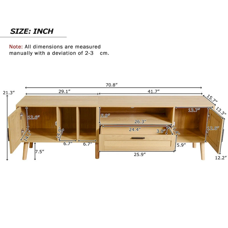 TV Stand for TVs up to 80 with Solid Wood Legs and Ample Storage