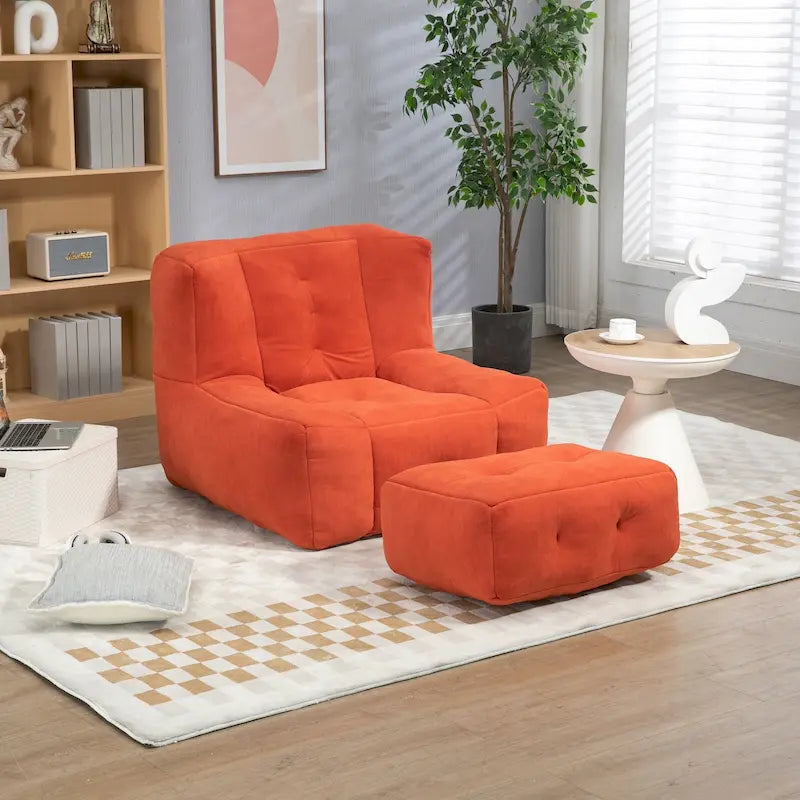 Pouf géant moelleux, Canapé paresseux ultra doux avec mousse à mémoire de forme et repose-pieds, Fauteuil pouf moderne d'intérieur