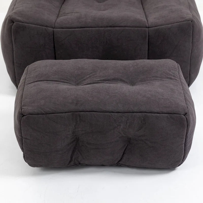 Fluffy Bean Bag Chair, Super Soft Lazy Sofa with Memory Foam and Ottoman, Indoor Modern Bean Bag Chair