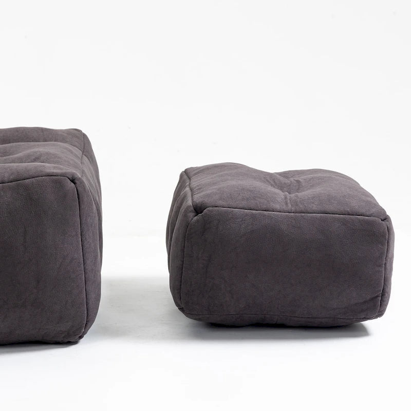 Fluffy Bean Bag Chair, Super Soft Lazy Sofa with Memory Foam and Ottoman, Indoor Modern Bean Bag Chair