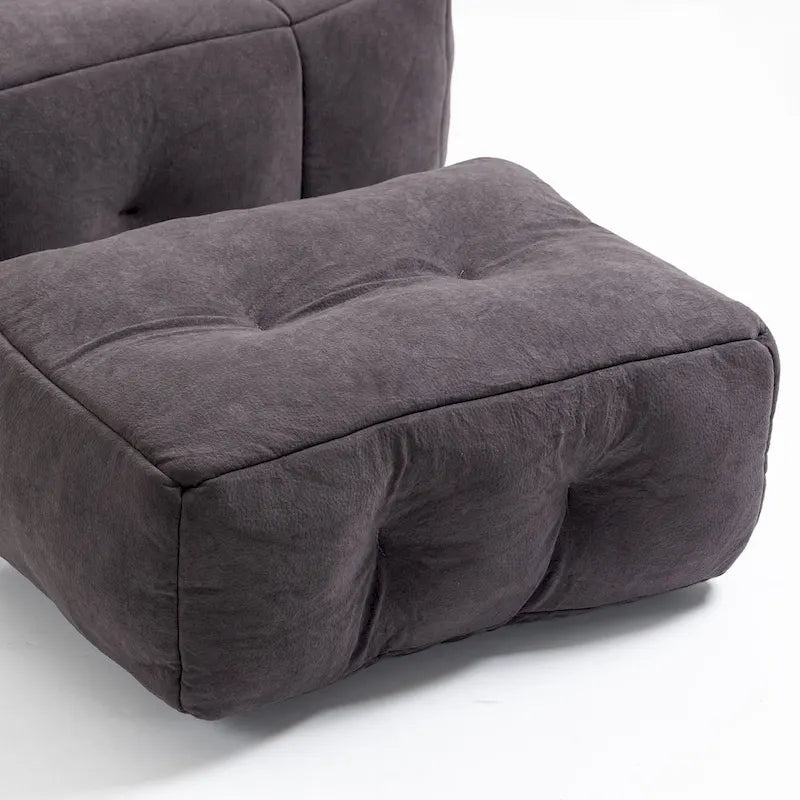Fluffy Bean Bag Chair, Super Soft Lazy Sofa with Memory Foam and Ottoman, Indoor Modern Bean Bag Chair