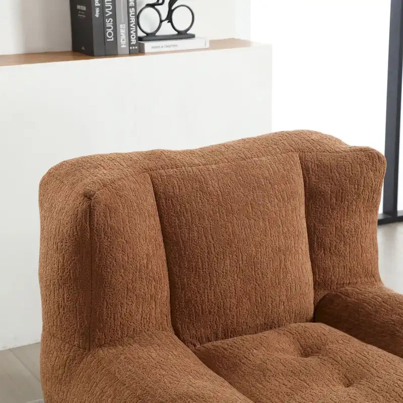 Fluffy Bean Bag Chair, Super Soft Lazy Sofa with Memory Foam and Ottoman, Indoor Modern Bean Bag Chair