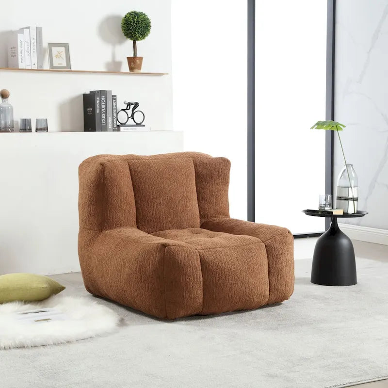 Fluffy Bean Bag Chair, Super Soft Lazy Sofa with Memory Foam and Ottoman, Indoor Modern Bean Bag Chair