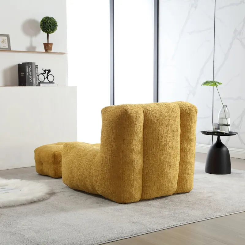 Fluffy Bean Bag Chair, Super Soft Lazy Sofa with Memory Foam and Ottoman, Indoor Modern Bean Bag Chair